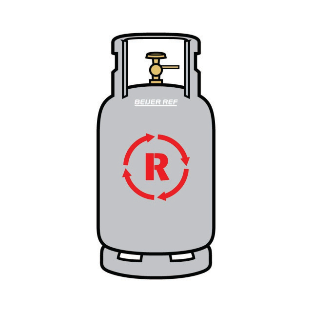 N874-2012 Beijer Ref | Koop R-cilinder 12,5ltr | Kraan: 2gas/vloeistof Y-afsluiter | geschikt voor A2L