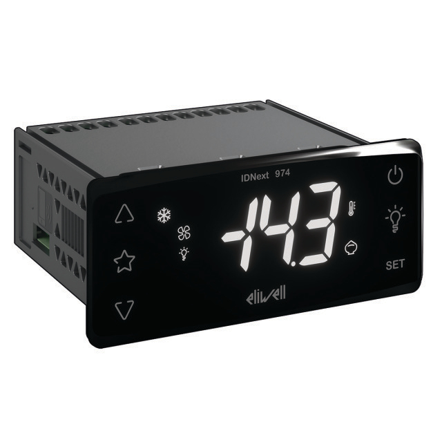 N498-5712 Eliwell IDNext 974 P/B | Sensoren: 2: NTC/PTC/Pt1000 | Functies: Easy Map, Buzzer | Bereik: -30 tot 85°C | 12V